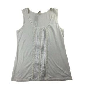 Ked O Deo Casual Elegance White Sleeveless Top L 100% Cotton